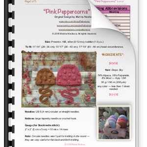 Knitting Pattern Pink Peppercorns Bobble Bonnet, NB 2 y.o. size, Photoprop Bonnet, FLAT knitted PDF image 5