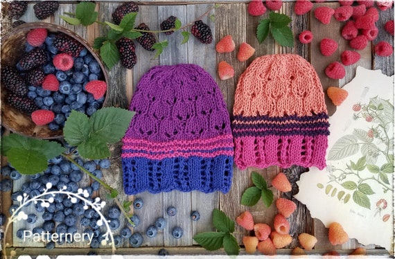 Boho berries Lace Beanie Knitting Pattern PDF NB