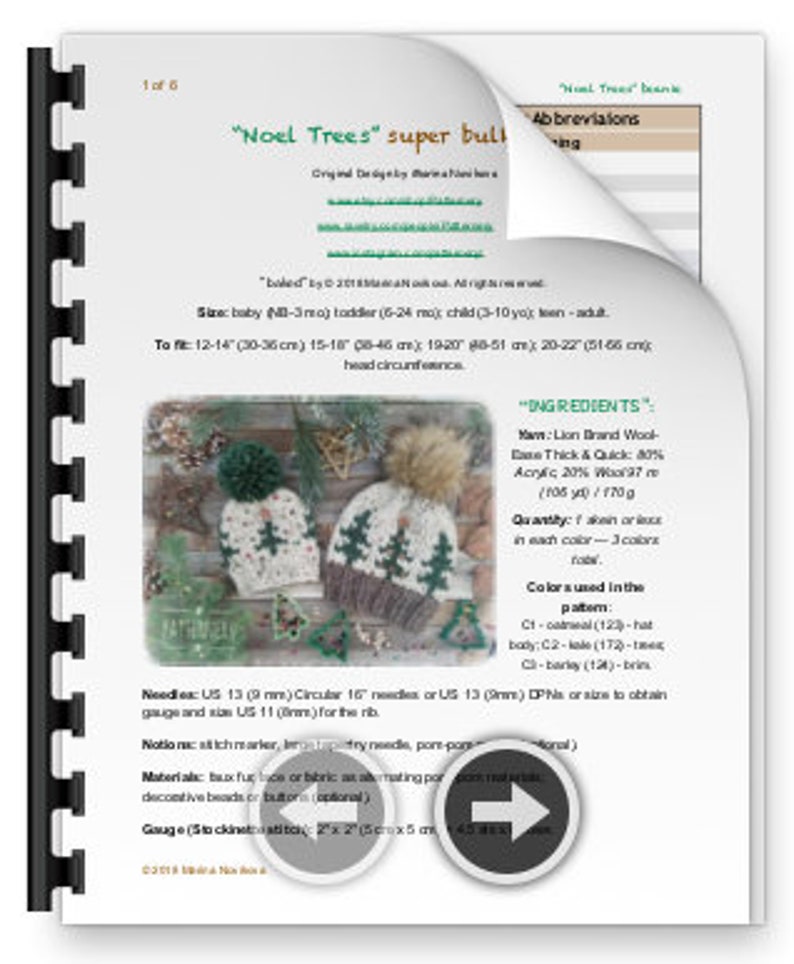 Fur and Yarn Pom Instructions SUPER BULKY Christmas Hat Noel Trees Knitting Pattern Pdf NB to Adult sizes in English Variety of Trees