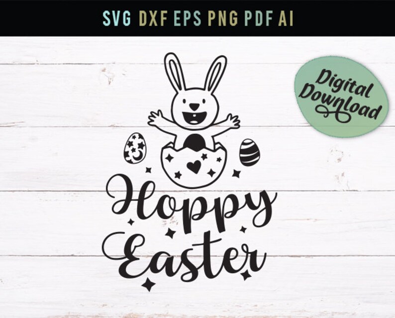 Image Transfer egg rabbit Easter design cricut files easter SVG DXF files silhouette files funny Easter Svg clipart Hoppy Easter