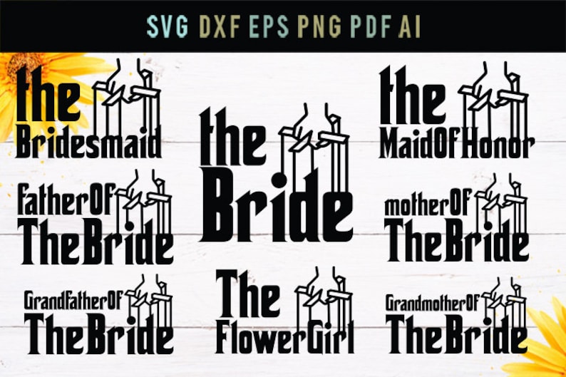 Maid Of Honor bundle The bride wedding Svg Print File dxf Bridesmaid eps Cricut Cut Files Digital File svg hen party Silhouette