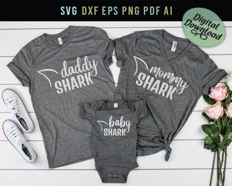 Download Baby Shark Daddy Shark Mommy Shark Family bundle Svg | Etsy