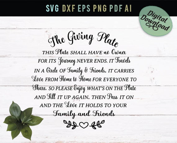 The Giving Plate Pass It On And The Love It Holds To Your Etsy
