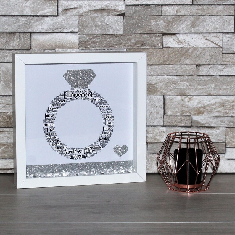 Personalised Engagement Ring Frame Gift For Box Photo