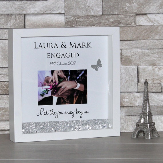Personalised Engagement Frame Shadow Box Gift For Present Photo