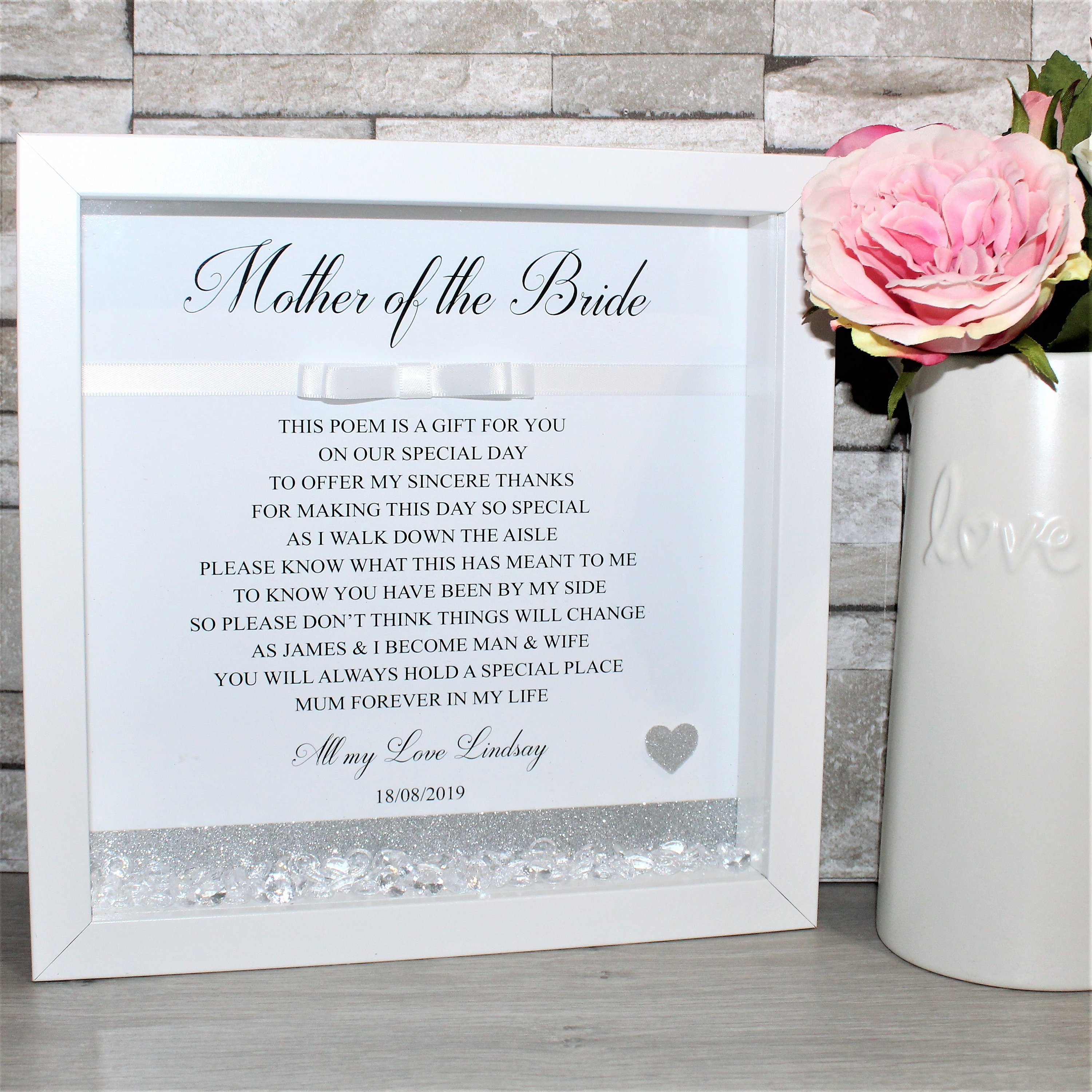 Personalised HQ Box Frame Print Wedding Mother of the Bride Gift Framed W8 