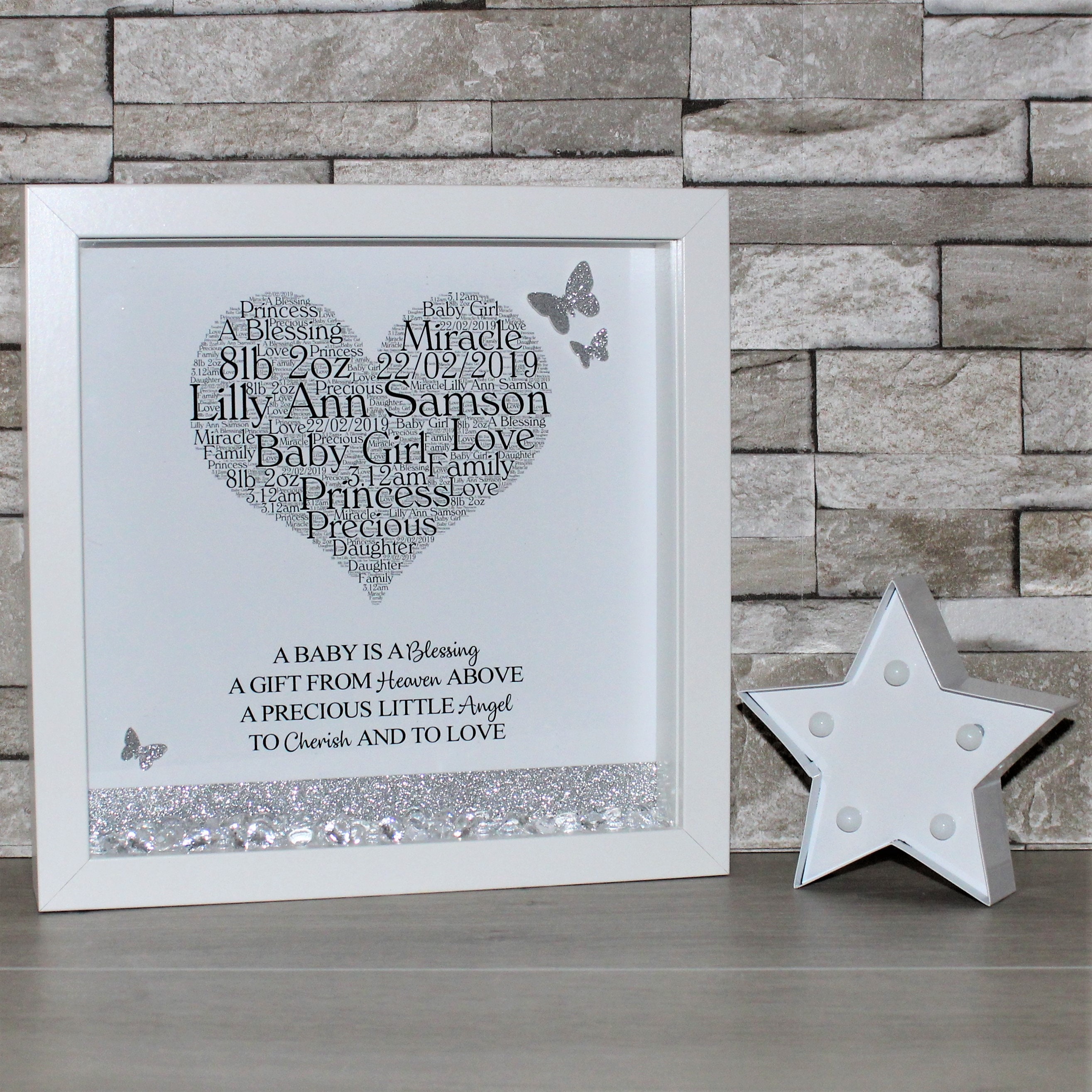 Personalised Baby Frame Word Art Gift Box 50