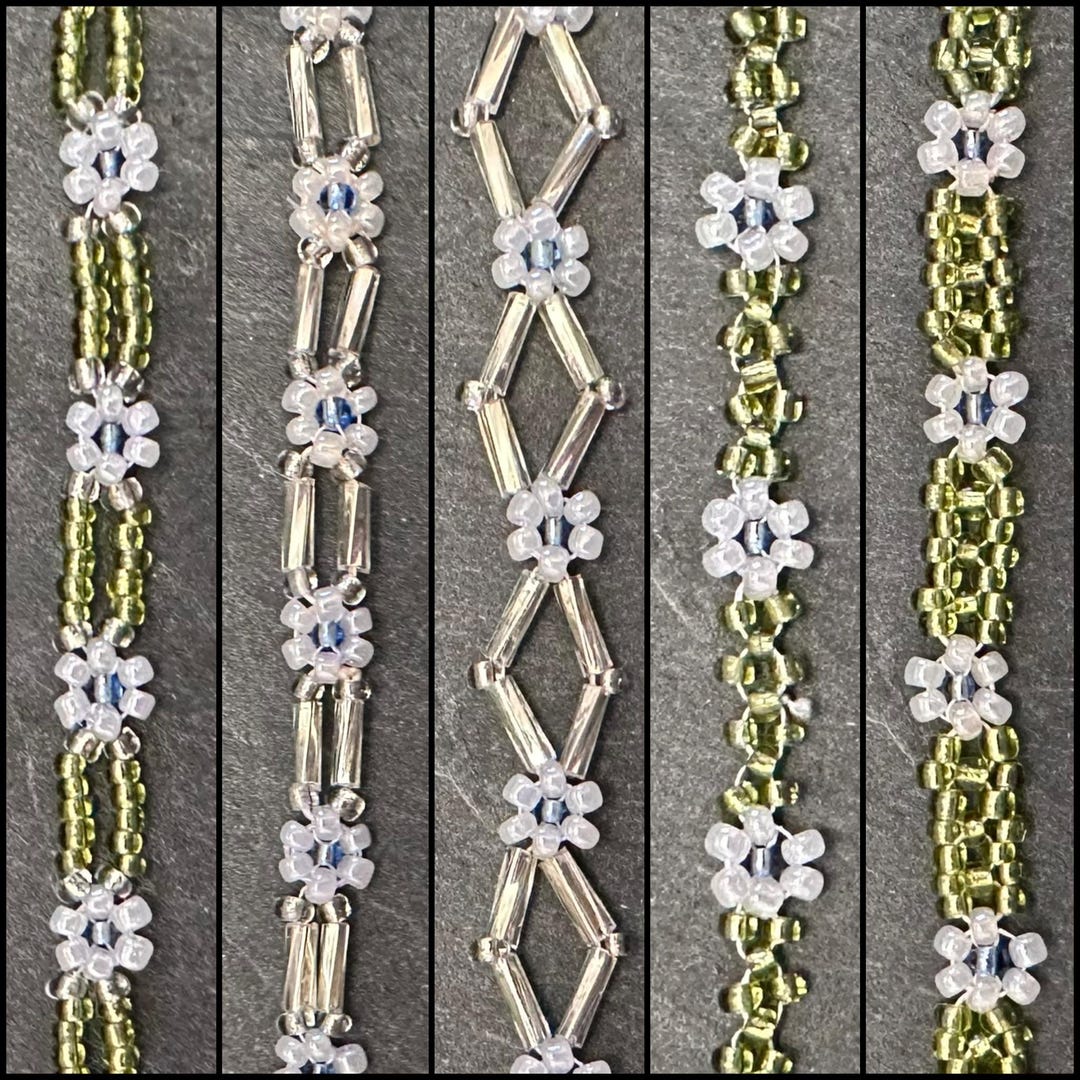 Five Daisy Bands Pattern 67. Beading Instructions PDF. Seed Bead Flower ...