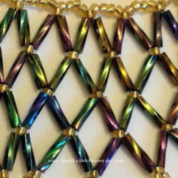 Bugle Netted Necklace pattern 2. Beading tutorial pattern. Beadweaving. Lace collar. This is a digital BEAD PATTERN and not a physical item.