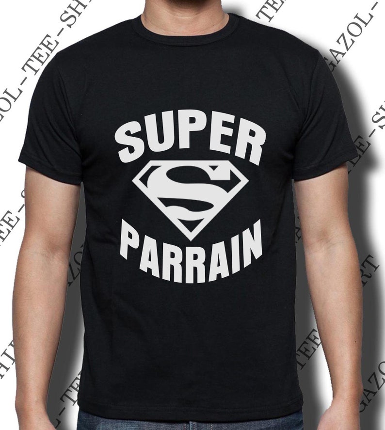 T-shirt super parrain. Tee-shirt cadeau parrain. image 5