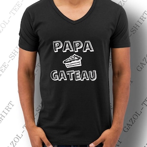 Tee-shirt Papa gâteau. Col V. Idée cadeau fête des papas. image 1