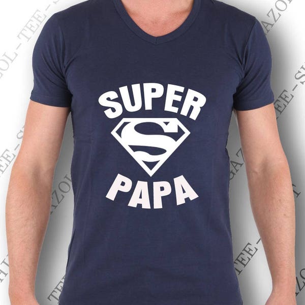 T-shirt "Super Papa". Le cadeau original et parfait pour un super papa! idée cadeau à offrir homme humour fête des pères ou anniversaire.