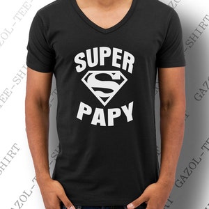 T-shirt homme SUPER PAPY pur coton manche courte. Idée cadeau anniversaire drôle papy. Cadeau noël pour papi. t-shirt humour vêtement. image 2