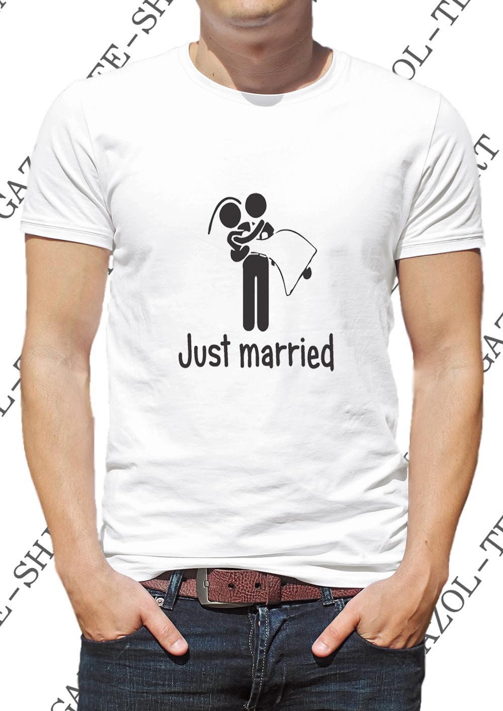 T Shirt Just Married Tee Shirt Idee Cadeau Humoristique Pour Jeunes Maries Enterrement De Vie De Garcon