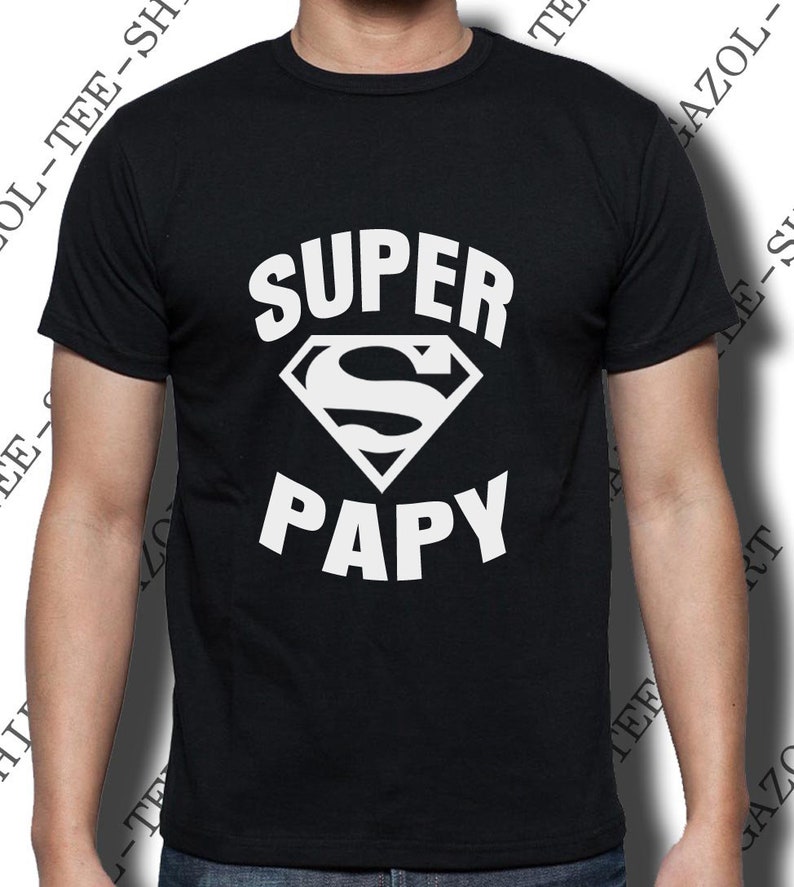 T-shirt homme SUPER PAPY pur coton manche courte. Idée cadeau anniversaire drôle papy. Cadeau noël pour papi. t-shirt humour vêtement. image 5