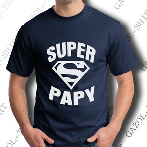 T-shirt homme SUPER PAPY pur coton manche courte. Idée cadeau anniversaire drôle papy. Cadeau noël pour papi. t-shirt humour vêtement. image 4