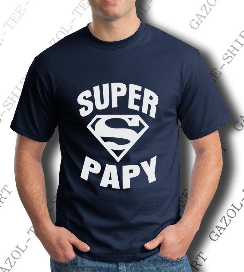 T-shirt homme SUPER PAPY pur coton manche courte. Idée cadeau anniversaire drôle papy. Cadeau noël pour papi. t-shirt humour vêtement. image 4