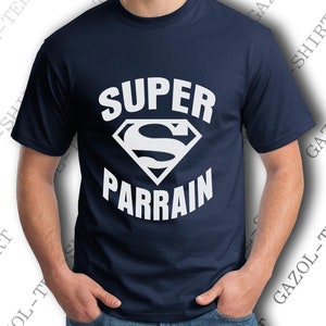 T-shirt super parrain. Tee-shirt cadeau parrain. image 6
