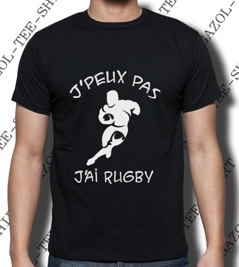 T-shirt J' peux pas, j'ai rugby. idée cadeau rugbyman. Tee-shirt coton, sport & humour. image 2