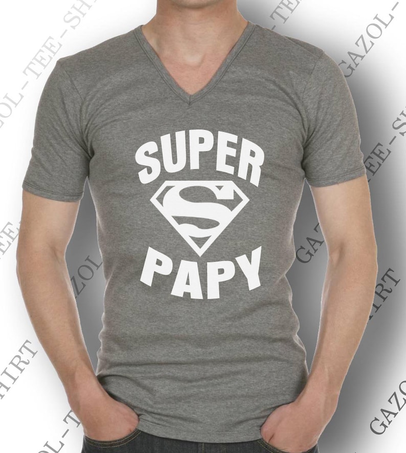 Tee-shirt SUPER PAPY. Idée cadeau drôle et original pour papy. Offrir un beau cadeau de noël pour papi ou anniversaire pour futur papy. image 1