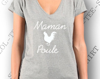 Tee-shirt pur coton "Maman poule". Idée cadeau original et super trop mignon pour la fête des mères, anniversaire ou noël de maman.