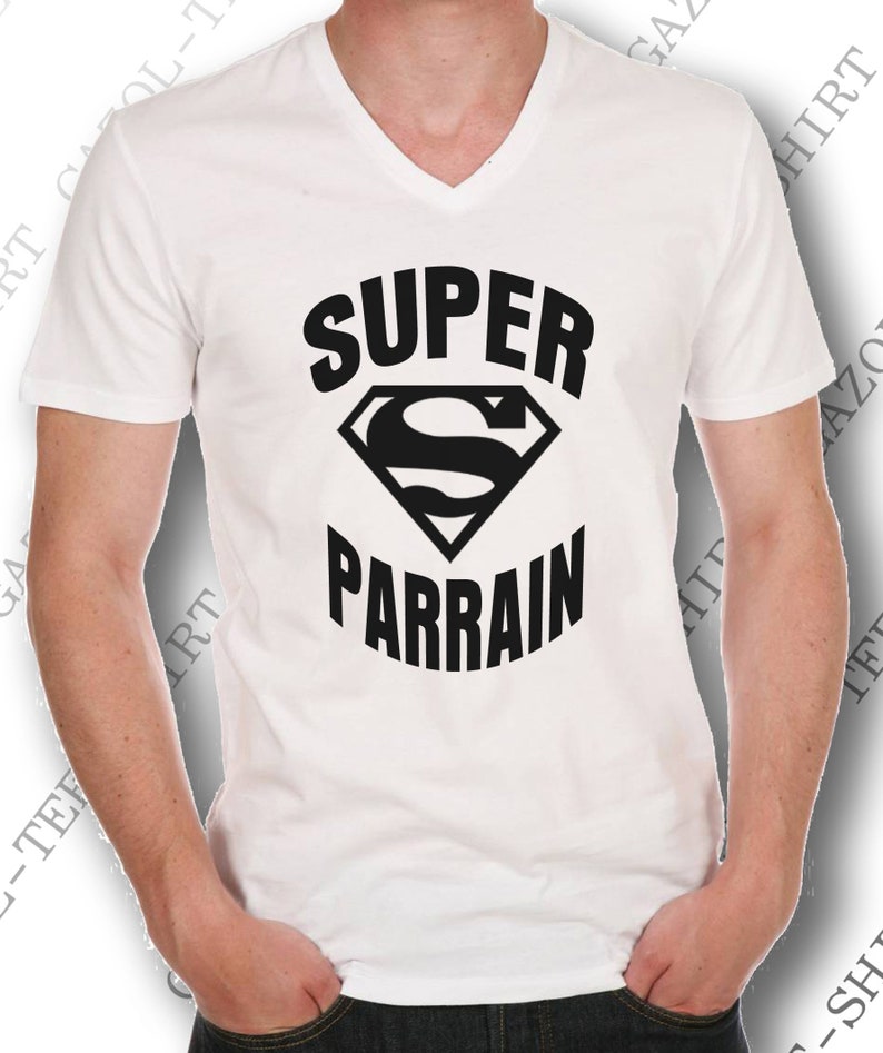 T-shirt super parrain. Tee-shirt cadeau parrain. image 4