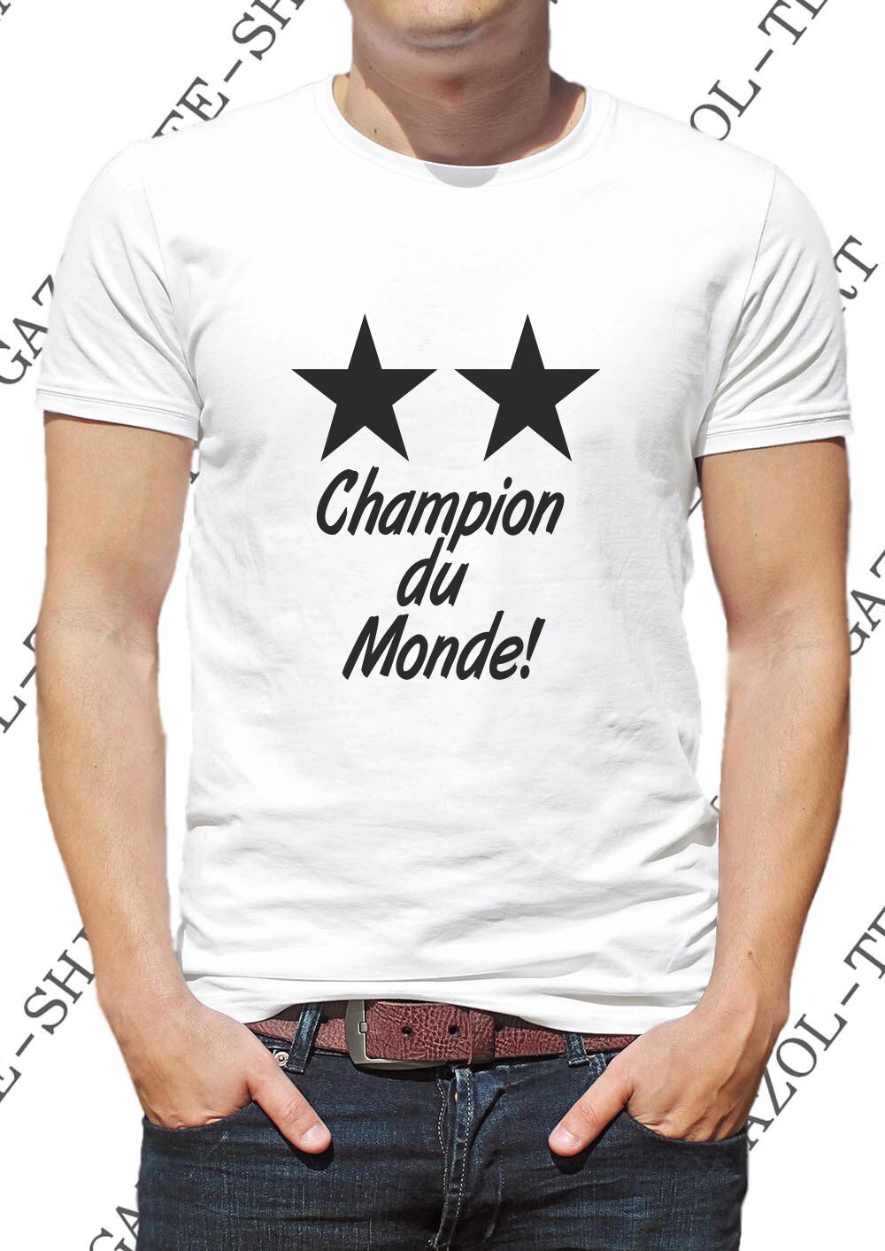T Shirt Deux étoiles 2 étoiles Champion Du Monde Maillot 2
