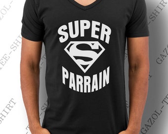 T-shirt "super parrain". Tee-shirt cadeau parrain.