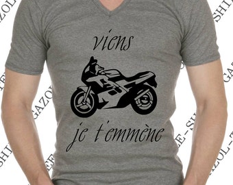 T-shirt "Viens je t’emmène" Tee-shirt humour idée cadeau motard.