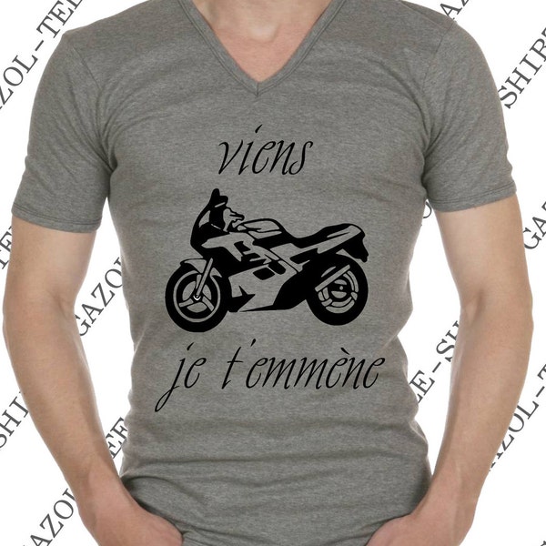 T-shirt "Viens je t’emmène" Tee-shirt humour idée cadeau motard.