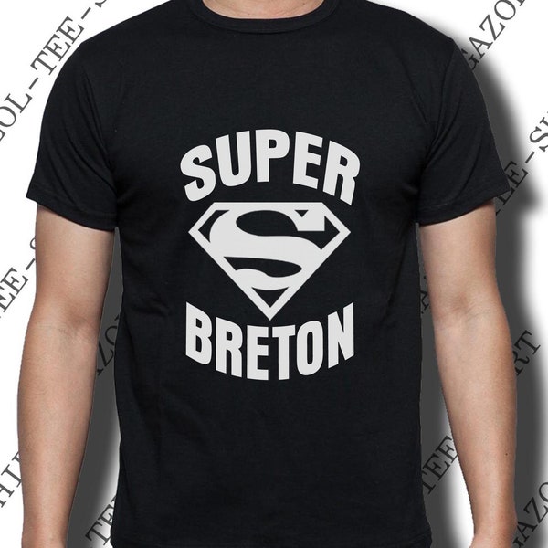 Tee-shirt Breton "Super Breton". A offrir à un vrais super breton!