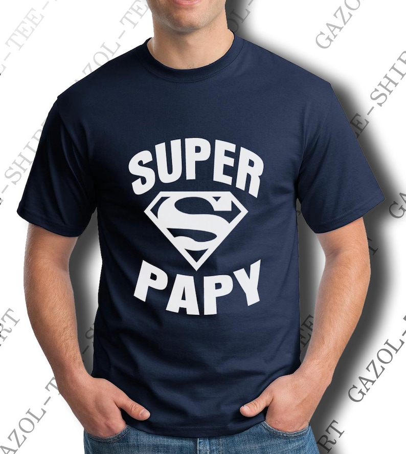 Tee-shirt SUPER PAPY. Idée cadeau drôle et original pour papy. Offrir un beau cadeau de noël pour papi ou anniversaire pour futur papy. image 5