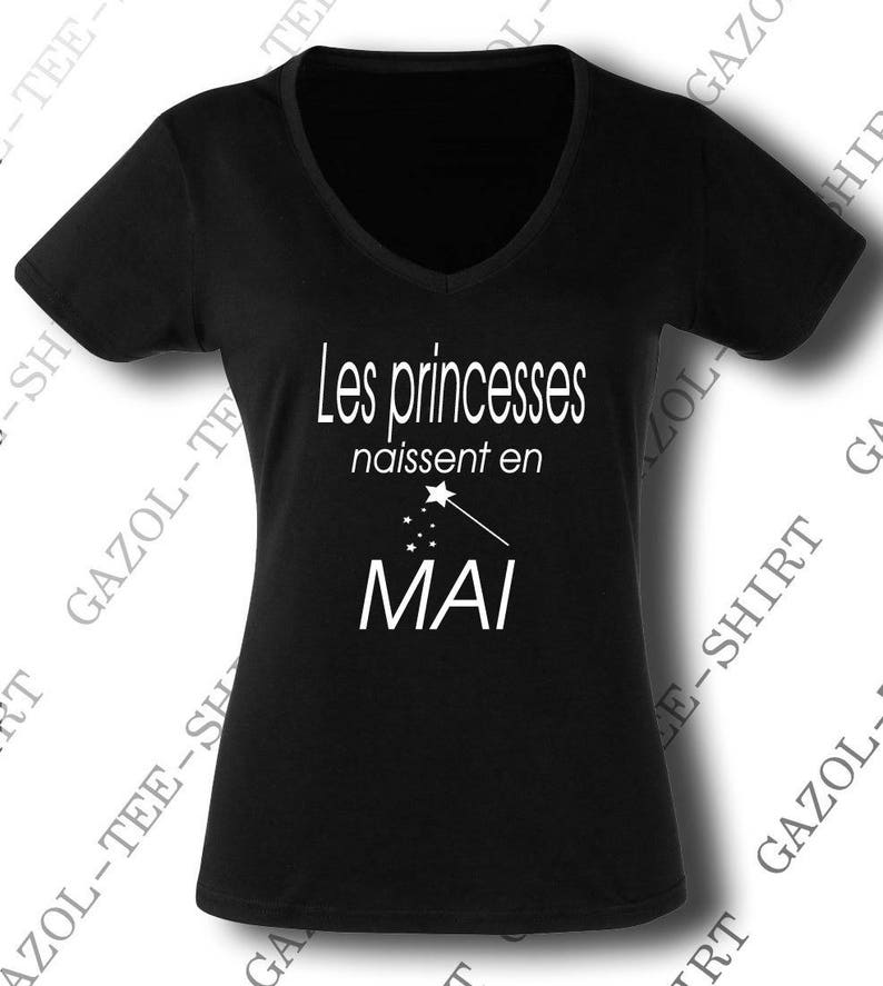 Tee-shirt Les princesses naissent en Mai Cadeau anniversaire femme. image 1