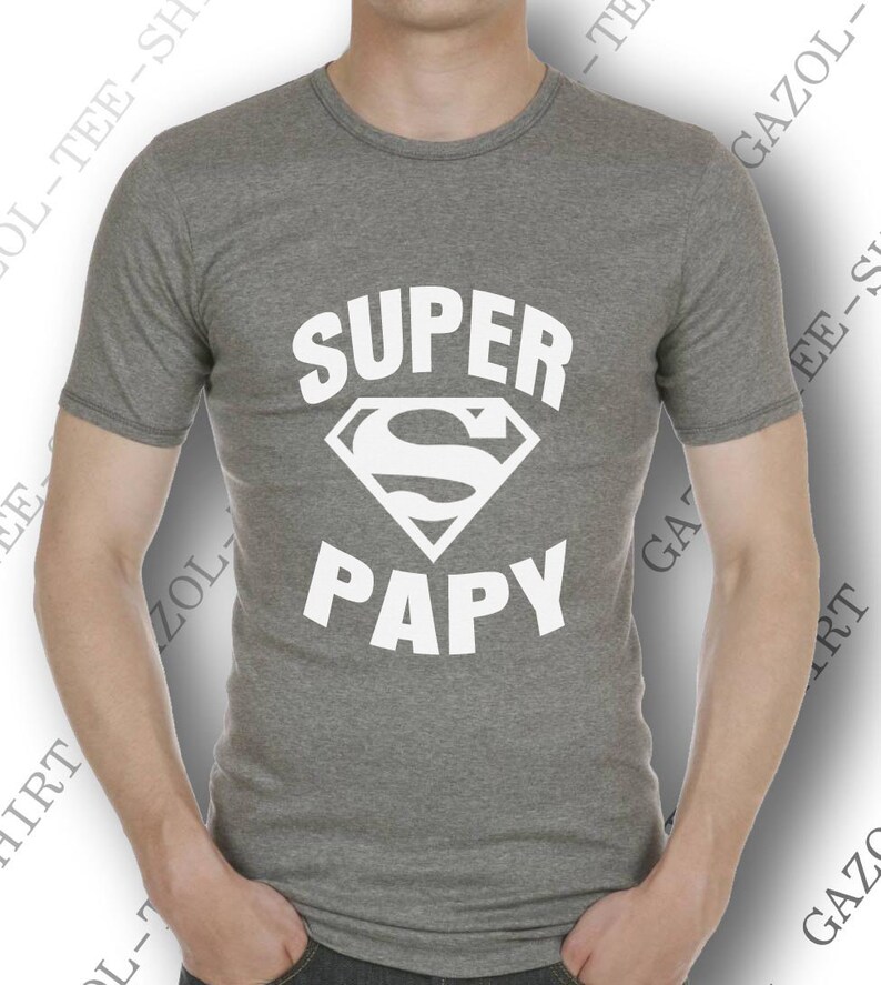 T-shirt homme SUPER PAPY pur coton manche courte. Idée cadeau anniversaire drôle papy. Cadeau noël pour papi. t-shirt humour vêtement. image 6