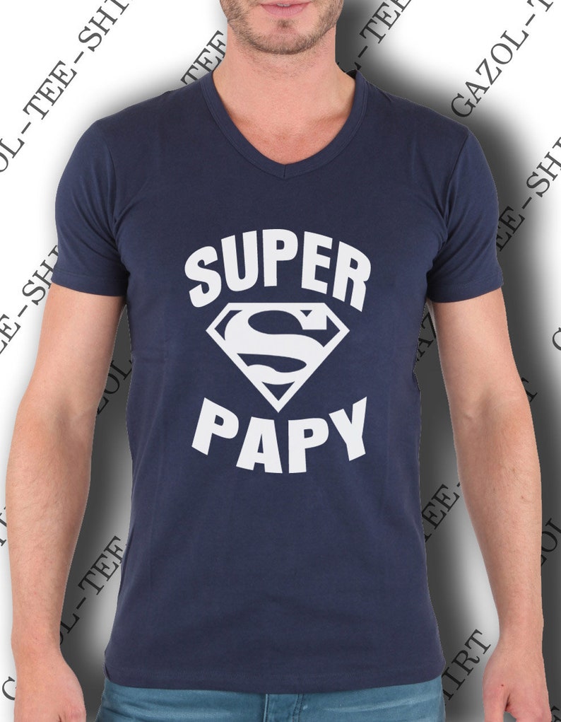 Tee-shirt SUPER PAPY. Idée cadeau drôle et original pour papy. Offrir un beau cadeau de noël pour papi ou anniversaire pour futur papy. image 2
