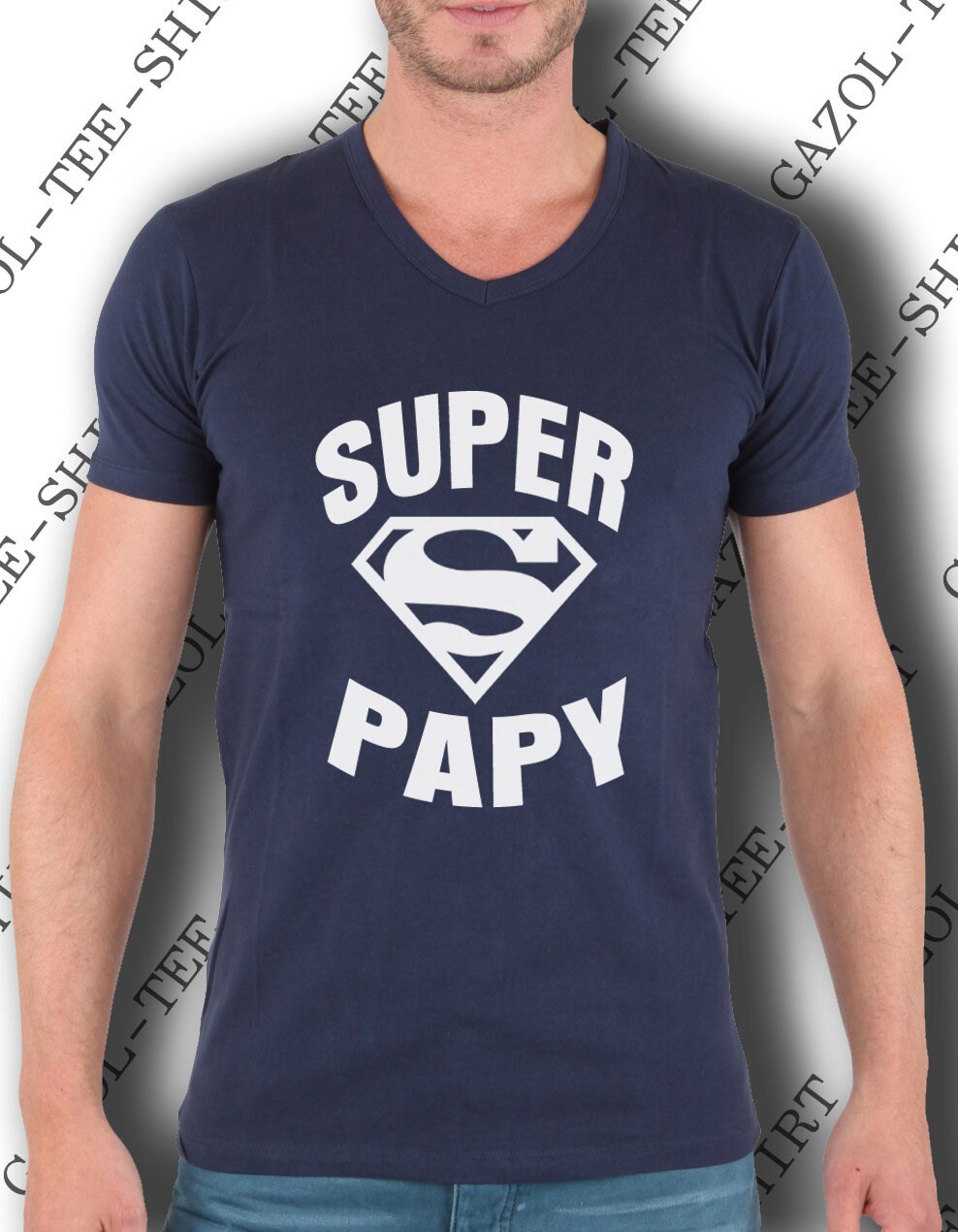 Tee-shirt SUPER PAPY. Idée cadeau drôle et original pour papy. Offrir