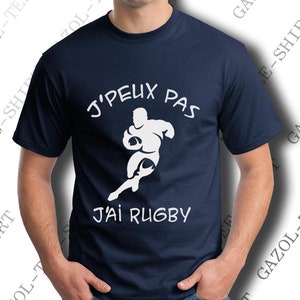 T-shirt J' peux pas, j'ai rugby. idée cadeau rugbyman. Tee-shirt coton, sport & humour. image 1