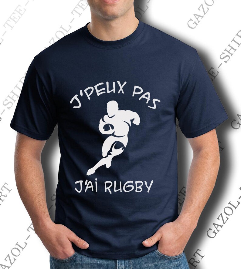 T-shirt J' peux pas, j'ai rugby. idée cadeau rugbyman. Tee-shirt coton, sport & humour. image 1