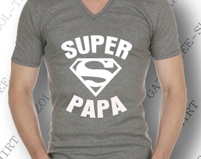 Tee-shirt "SUPER PAPA". Col V. C'est bon de pouvoir compter sur super papa!