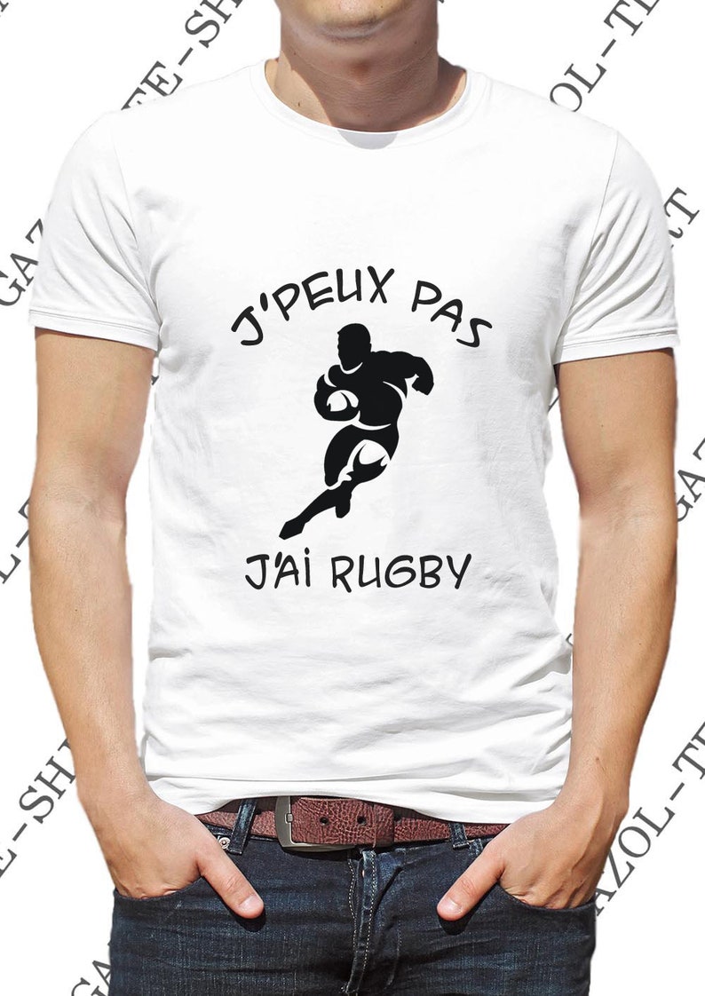 T-shirt J' peux pas, j'ai rugby. idée cadeau rugbyman. Tee-shirt coton, sport & humour. image 3