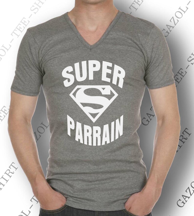 T-shirt super parrain. Tee-shirt cadeau parrain. image 3