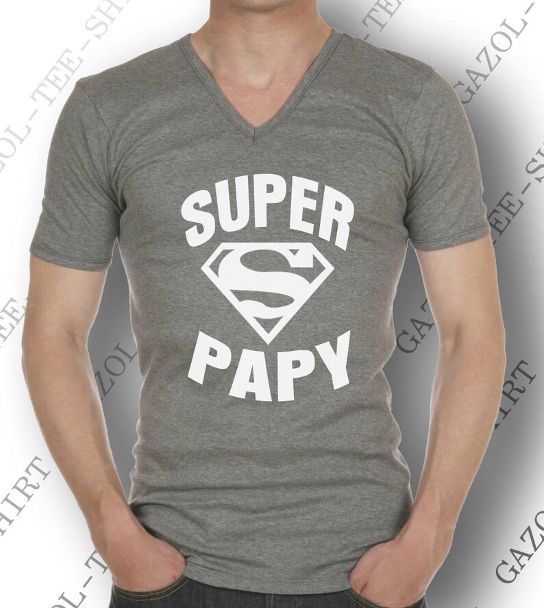 T-shirt homme SUPER PAPY pur coton manche courte. Idée cadeau anniversaire drôle papy. Cadeau noël pour papi. t-shirt humour vêtement. image 3