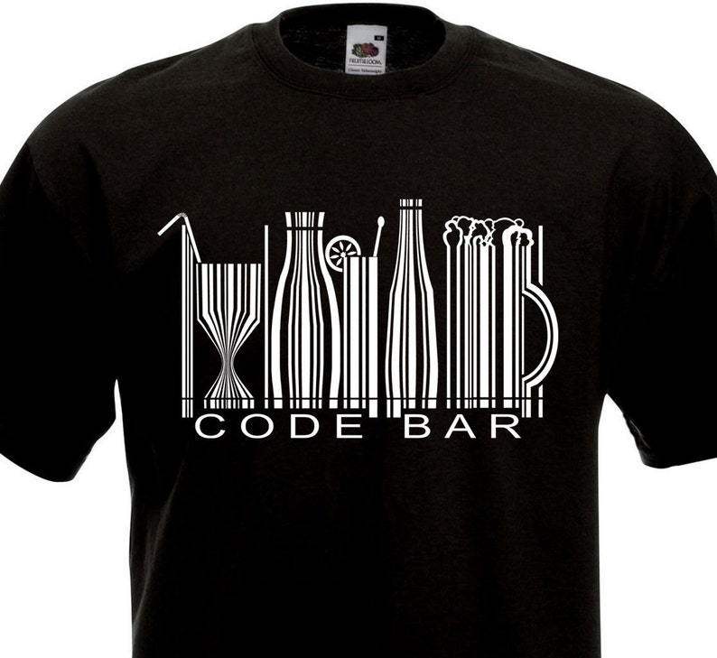 T-shirt Code Bar Tee-shirt humour alcool idée cadeau. image 1