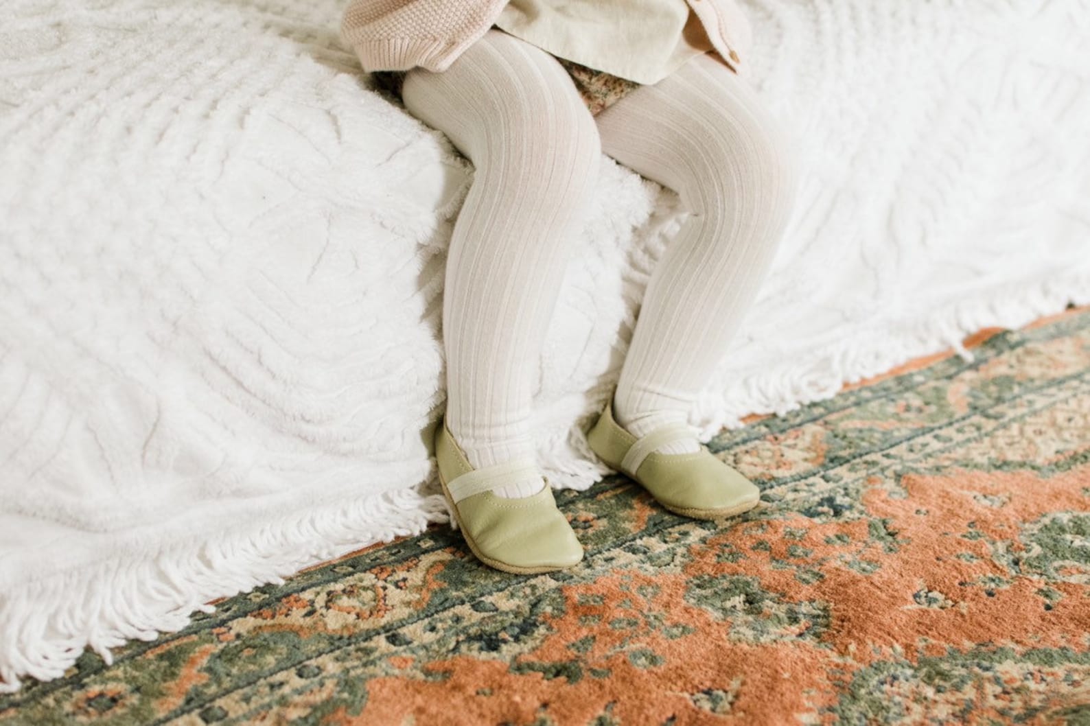 sprout ballet flats - pale green baby moccasins - genuine leather toddler shoes