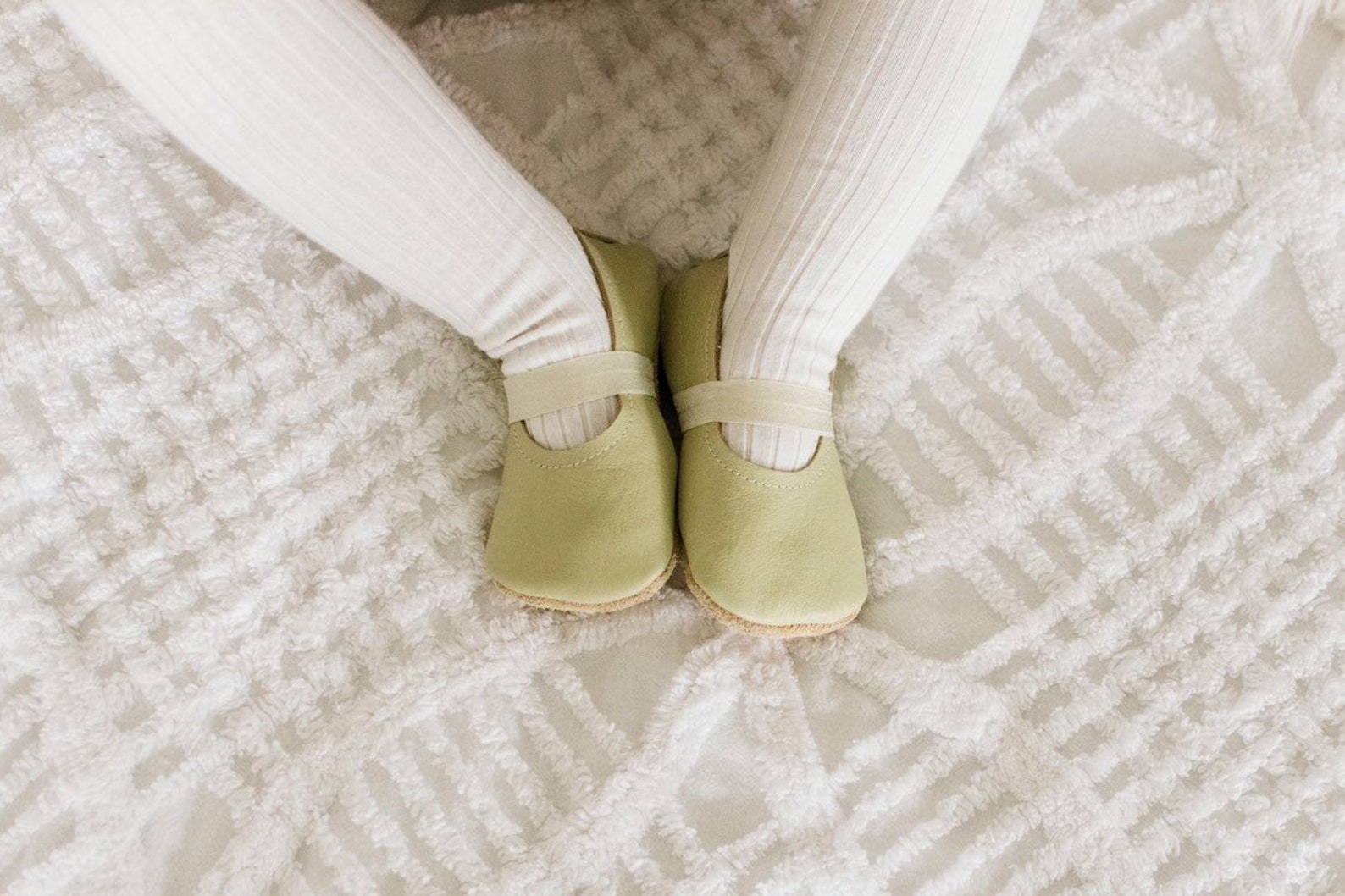 sprout ballet flats - pale green baby moccasins - genuine leather toddler shoes