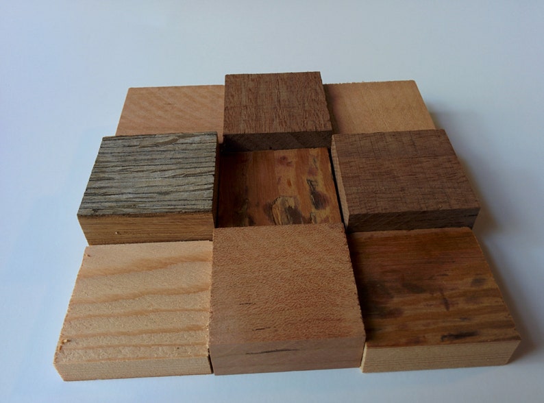 10 Small Square Unfinished Wood Blocks Etsy