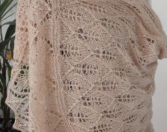 Rectangular Lace Knit Shawl, Silk Merino Yarn, Hand knitting, Handmade, Unique Scarf, Gift for Her, Special Occasion, Bohemian Wedding