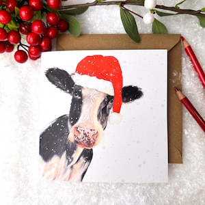 Carte de voeux de Noël Daisy la vache laitière pour des vacances joyeuses