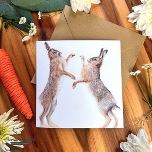 Umweltfreundliche Grußkarte Box-Hase: Nachhaltige Kunst für jeden Anlass, Wildlife, Natur, Geburtstagskarte, süße Tiere, Landgeschenke