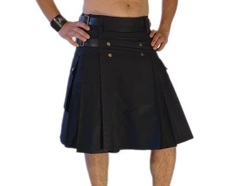 KILT Noir Haute Qualité ajustable sur 3 tailles